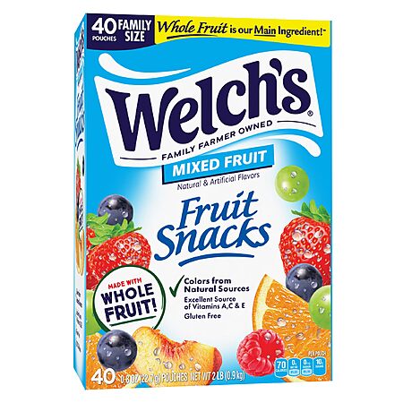 40-Count 0.8oz. Welch's Fruit Snacks Pouches (Mixed Fruit) $3 + Free Shipping w/ Prime or on $35+