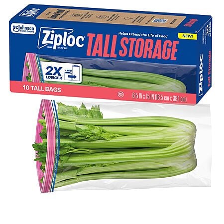 10-Count Ziploc Seal Top Tall Food Storage Bags $3.30 w/ S&S + Free Shipping w/ Prime or on $35+