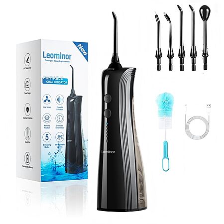 Leominor Cordless Rechargeable Water Dental Flosser $6.99 + Free Shipping w/ Prime or on $35+