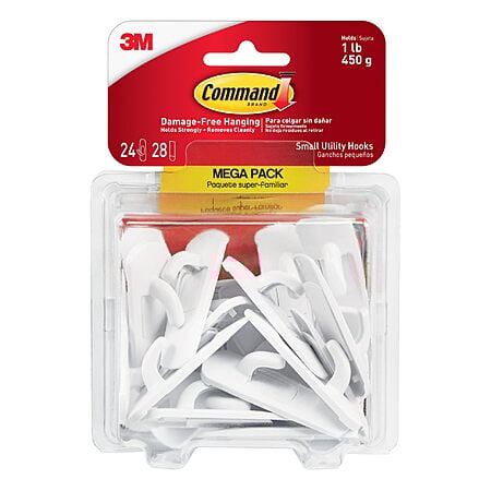 24-Pack Command Small 1lb Utility Hooks (24 Hooks and 28 Strips) $5.60 + Free Shipping w/ Walmart+ or on $35+