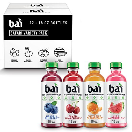 12-Pack 18-Oz Bai Antioxidant Infused Flavored Water (Variety Pack) $11.40 w/ S&S + Free Shipping w/ Prime or on $35+