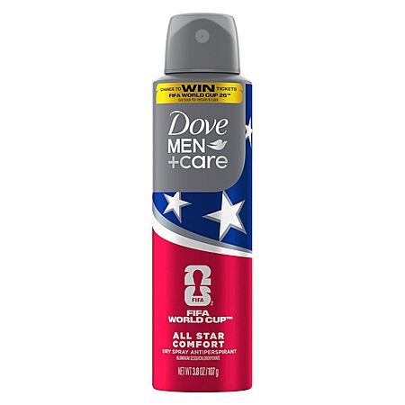 Dove Men+Care All Star Comfort 3.8-Ounce Dry Spray Antiperspirant (FIFA World Cup 2026 Edition) $2.84 w/ S&S + Free Shipping w/ Prime or on $35+