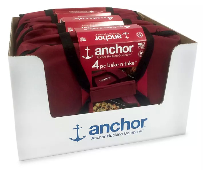 $7.99 Big Lots Anchor 3-pc 9x13 Bake-Take Set-Red