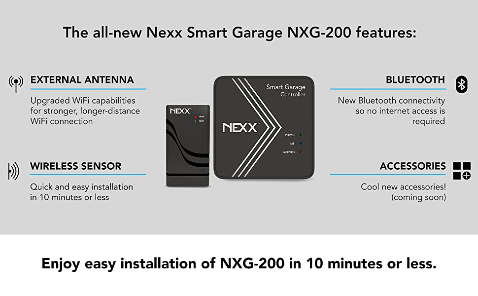 Nexx Smart Wi Fi Garage Door Controller Nxg 100b Black Garage Door Controller Smart Garage Door Opener Alexa Enabled Devices