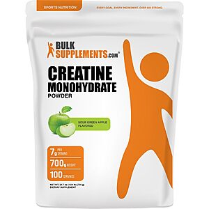 24.7-Oz BulkSupplements.com Creatine Powder (Sour Green Apple) $9.20 w/ S&S
