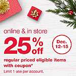 Coupon 25% off regular priced purchase for Walgreens Balance Rewards Members