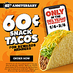 Del Taco 60 cents Snack Tacos $0.6