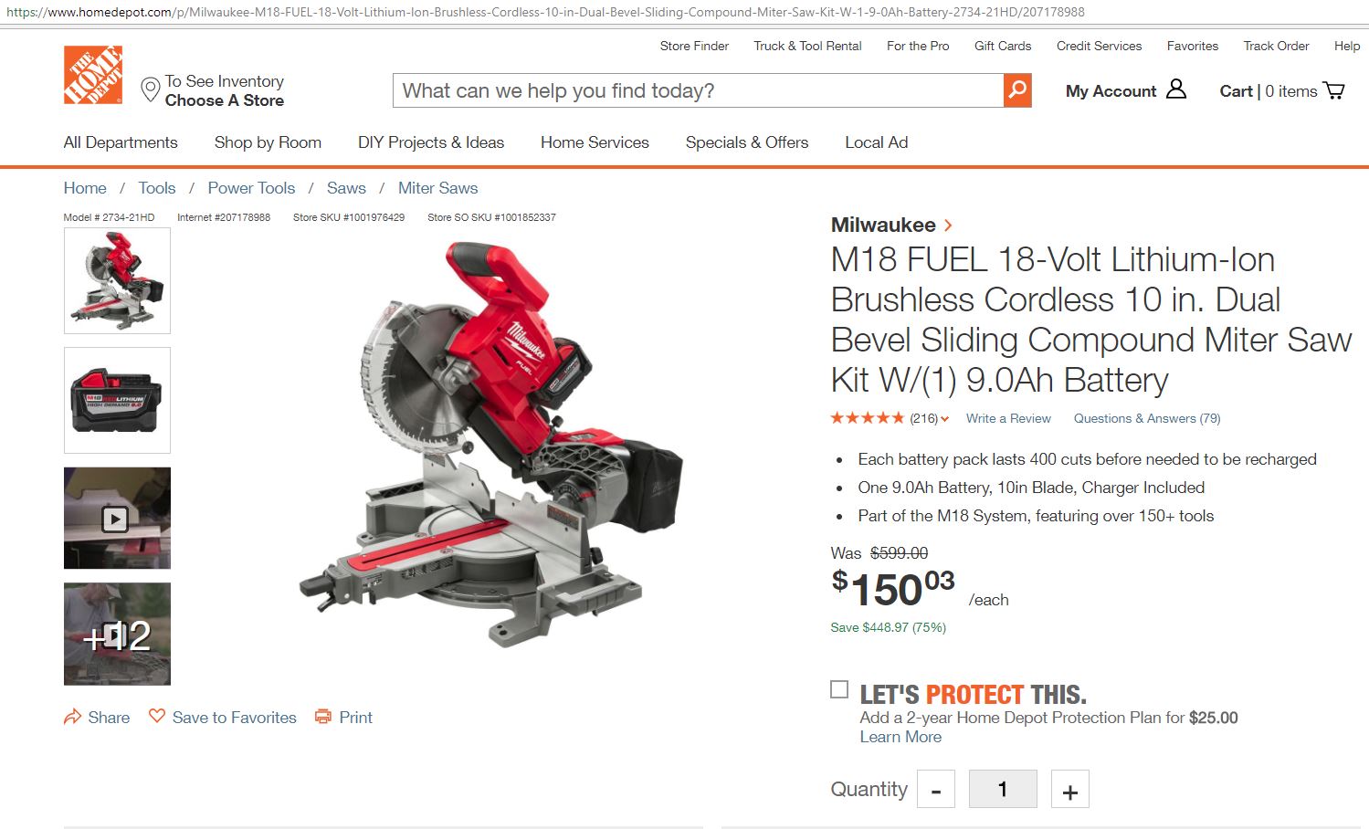 Milwaukee M18 Fuel Sliding Miter Saw 150