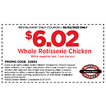 Boston Market: Whole Rotisserie Chicken for $6.02