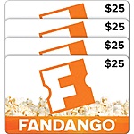 Costco Members: $100 (4x $25) Fandango Gift Card $70 (Email Delivery)
