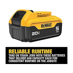 DeWALT 20V MAX 5Ah Lithium Ion Battery (DCB205)  & More + Free Shipping w/ Prime
