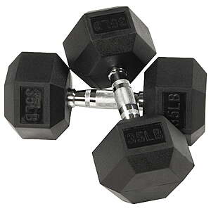 BalanceFrom Rubber Encased Hex Dumbbell: 70-Lbs Single $35, 35-Lbs Pair $39.99 @Walmart