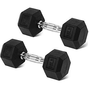 Elevon 15-lb Pair Hex Rubber-Coated Dumbbells $19