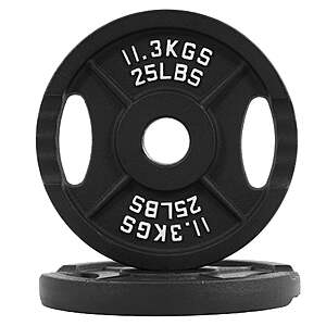 BalanceFrom Classic Cast Iron Weight Plates: 25-Lb Pair $19 & More