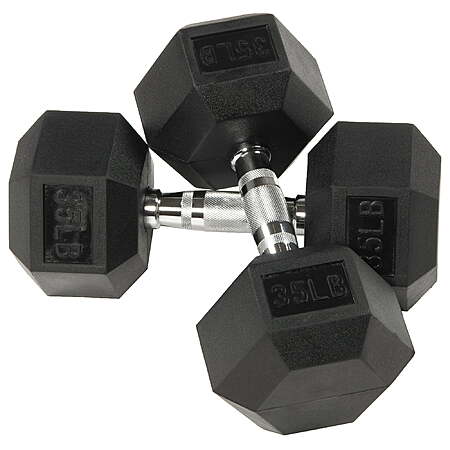 BalanceFrom Rubber Encased Hex Dumbbell: 70-Lbs Single $35, 35-Lbs Pair $39.99 @Walmart