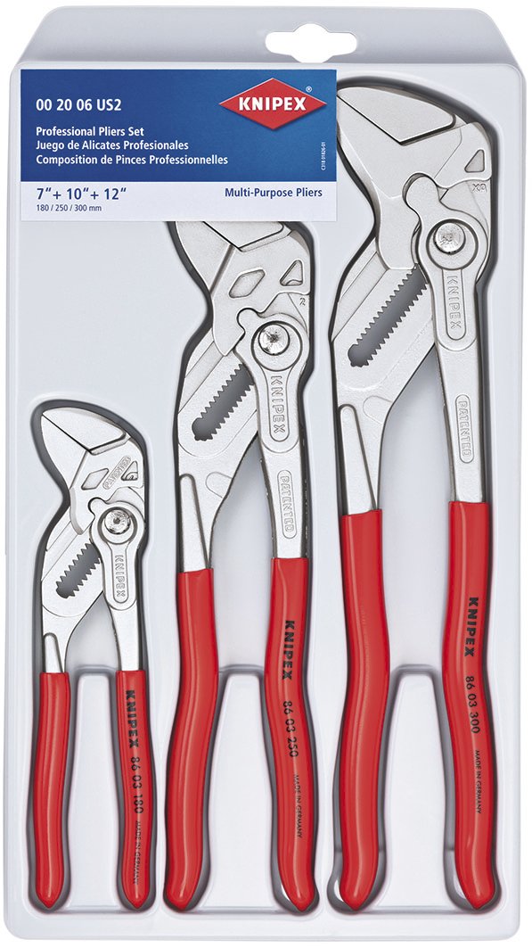 KNIPEX Tools 00 20 06 US2, Pliers Wrench 3-Piece Set $137