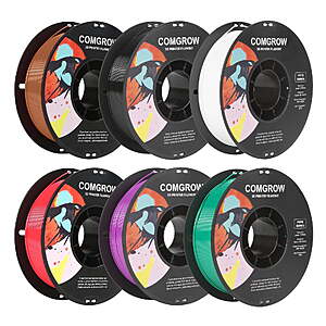 Comgrow PETG 3D Printer Filament 1.75mm, 6 Pack 1kg Spools