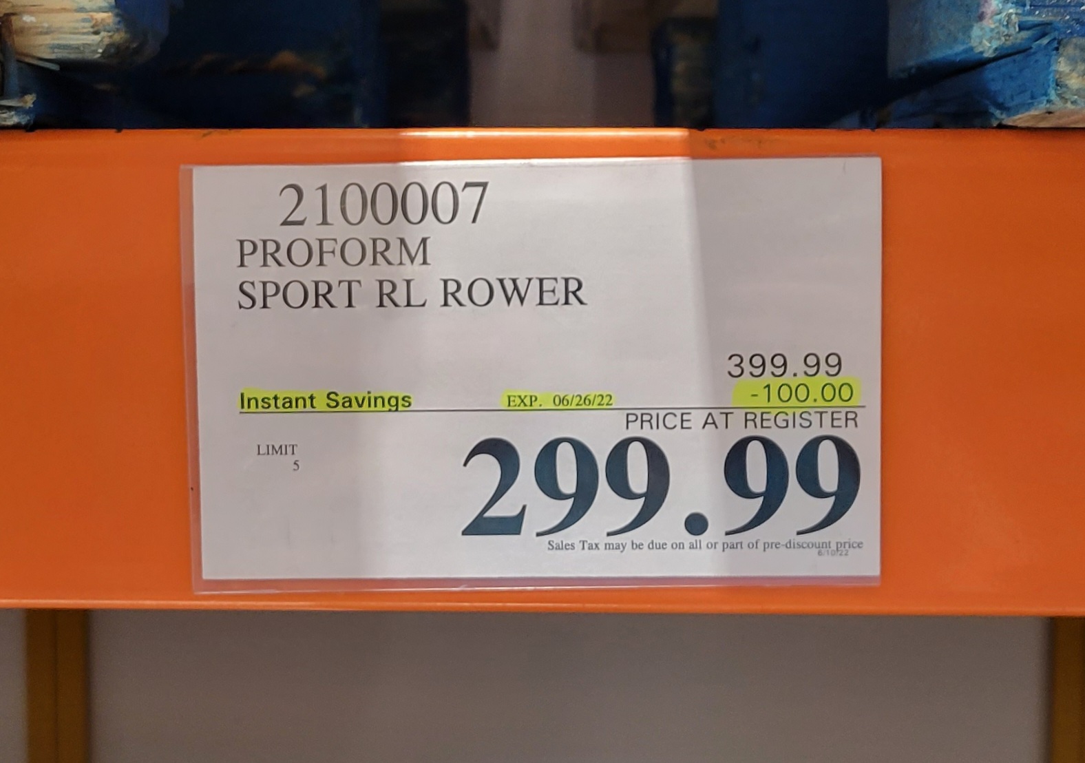 Costco ProForm Sport RL Rower 300 YMMV B M 299.99