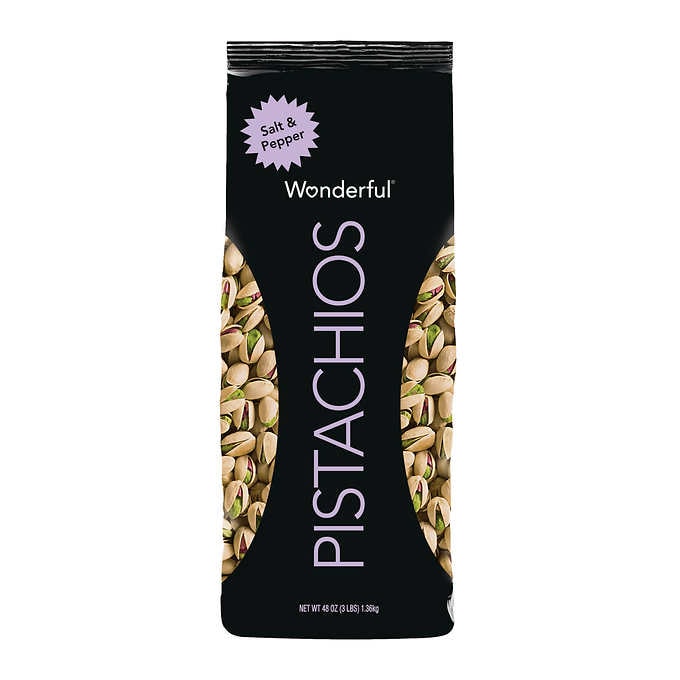 Wonderful Pistachios 3 lb Salt & Pepper, 15.99 @ Costco B&M only, 3 lbs Roasted & Salted, Amazon S&S 14.96