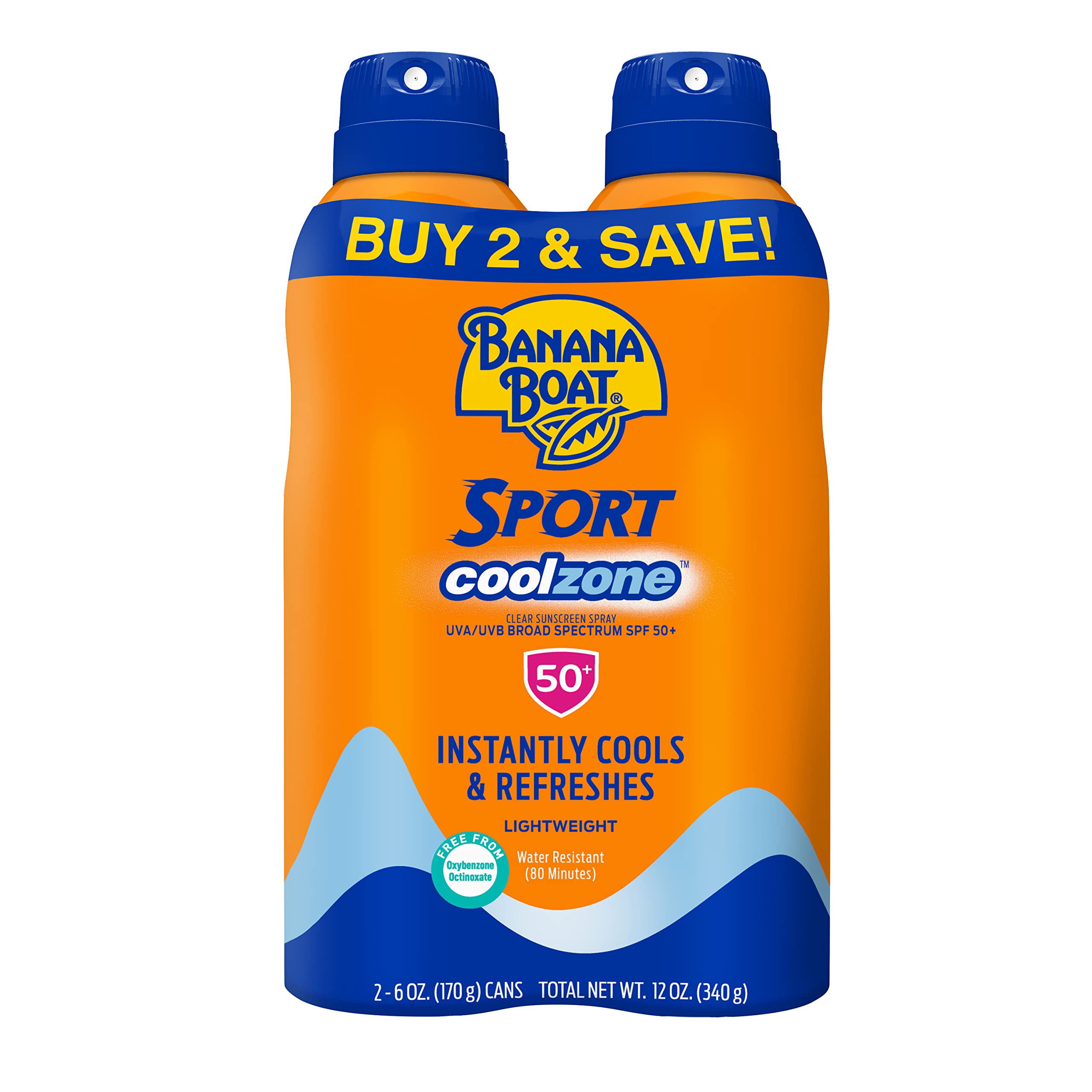 [4 cans @ $4.19/can] 2 x Banana Boat 50 SPF Sport Performance Cool Zone Broad Spectrum Sunscreen Spray, Twin Pack, 6 oz as low as $16.74 w/ S&S
