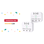 2 Pack Multi Plug Outlet Extender Surge Protector with 3 Wall Outlets &amp; 4 USB (2 USB C), 490 Joules, ETL Listed + Free Shipping w/ Prime or Orders $35+