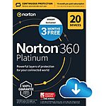 Norton 360 Platinum, 2024 Ready, Antivirus software for 20 Devices with Auto Renewal - 3 Months FREE - Includes VPN, PC Cloud Backup &amp; Dark Web Monitoring [Download] $39