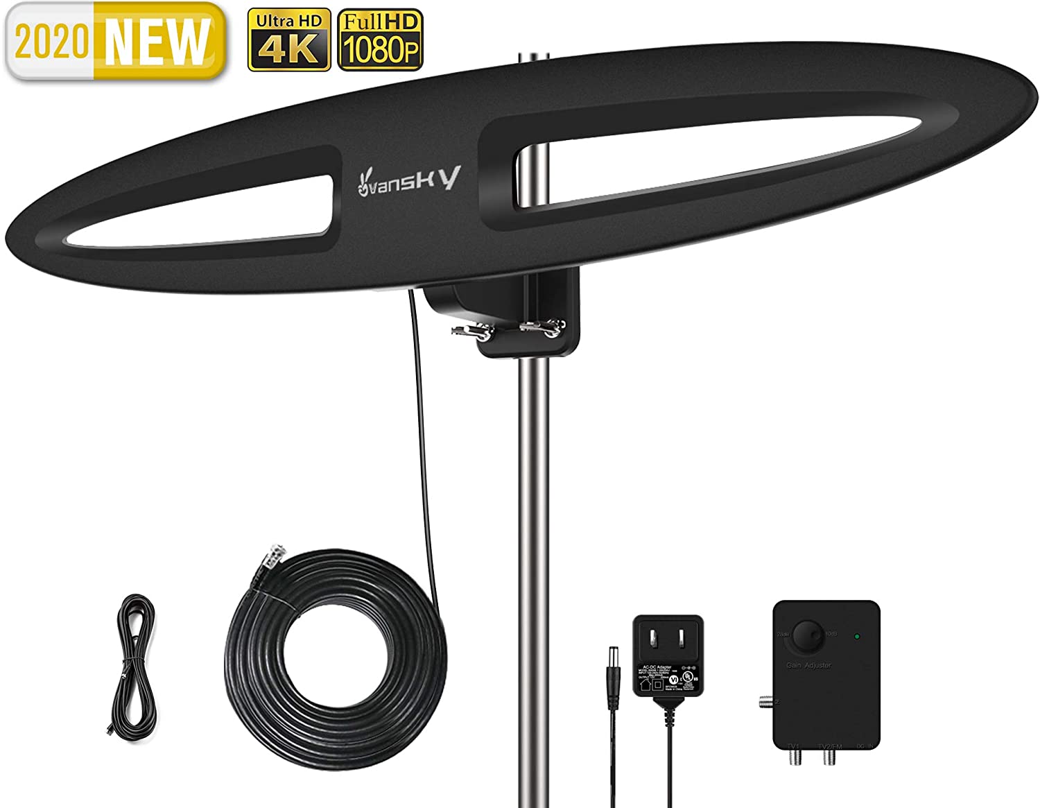Vansky Outdoor TV Antenna 150 M Range High Gain Amplified Multi-Directional UHF/VHF  (Antenn $12.29