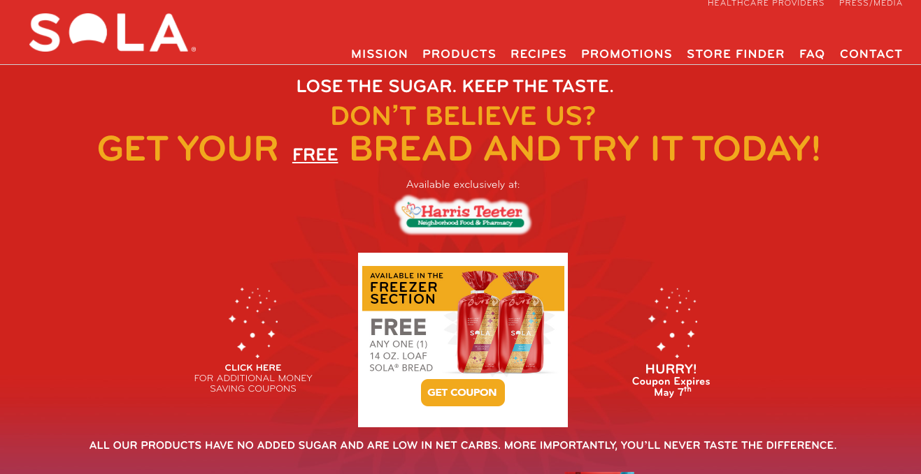 FREE Loaf of Sola Bread (exclusively at Harris Teeter) Until 5/7/18