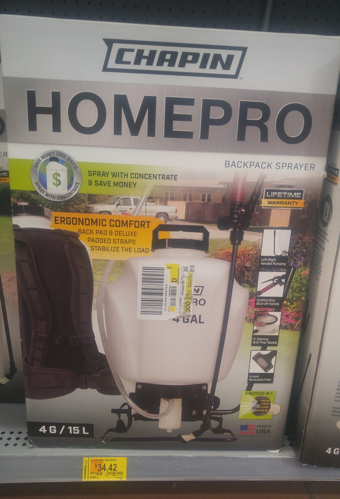 Chapin Homepro Home & Garden Sprayer - 4 gal Backpack Sprayer - $34.42 (was $69) at Walmart (YMMV)