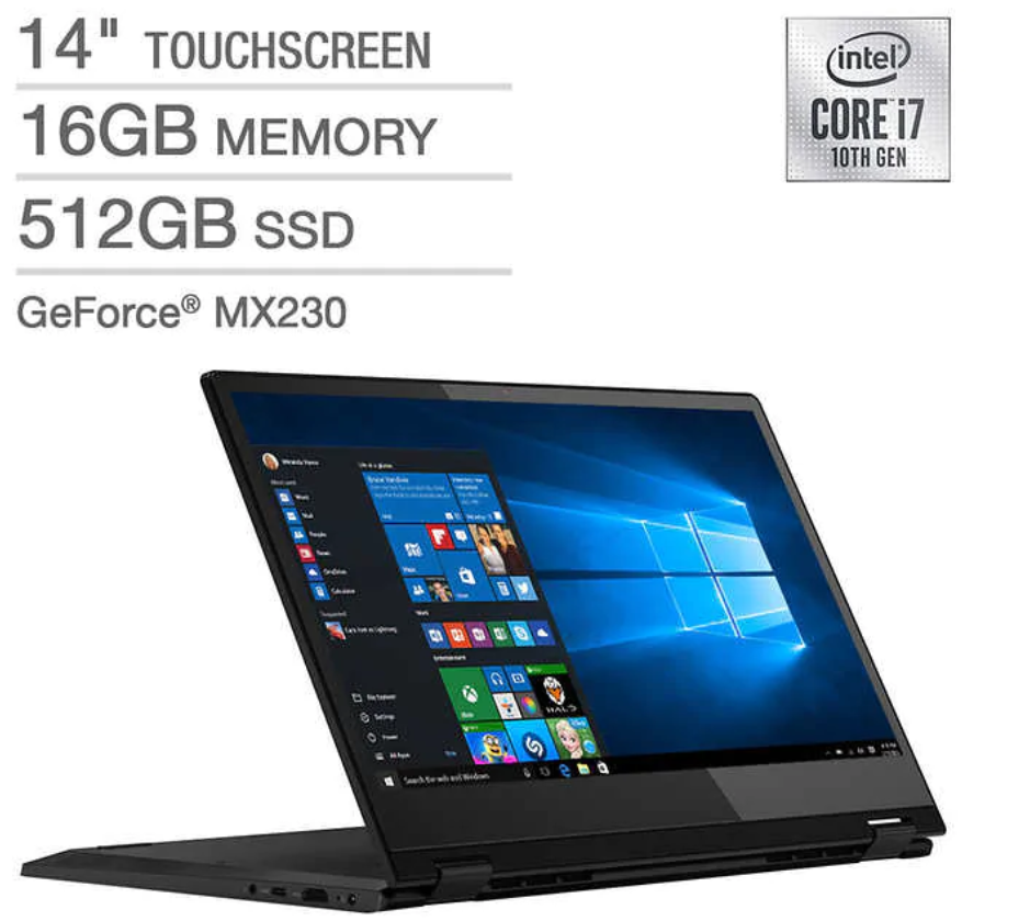 Costco: (Membership Required) Lenovo Flex 14 2-in-1 Touchscreen Laptop, 10th Gen Intel Core i7-10510U, GeForce MX230, 1080p for $829.99. $9.99 Flat-Rate Shipping.