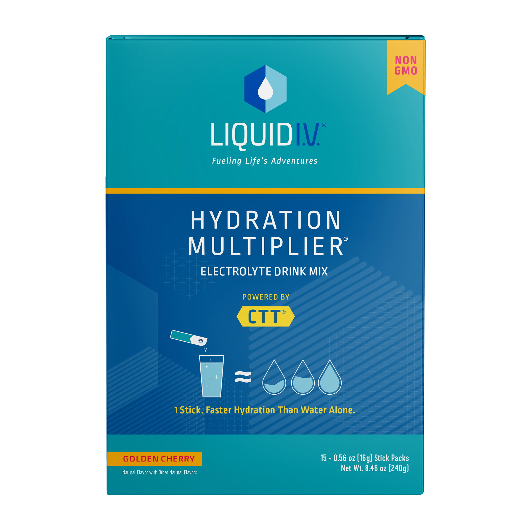 Liquid I.V. Hydration Multiplier Electrolyte Powder Packet Drink Mix, Golden Cherry, 15 Ct - Walmart.com $8.97