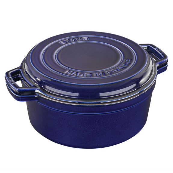 Staub cast iron 7-qt braise &amp; grill, dark blue, FS, $139.99