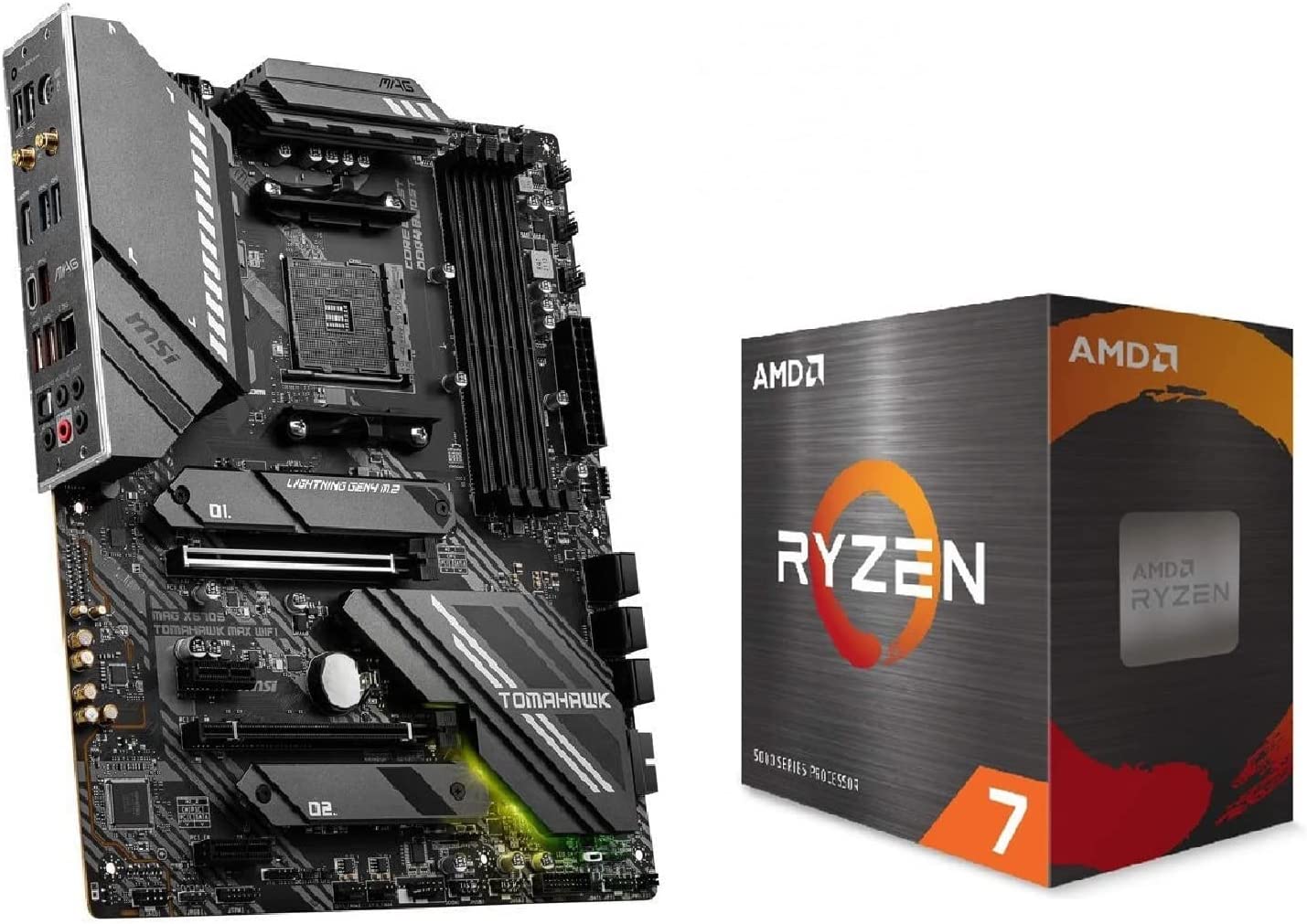 AMD Ryzen 7 5800X 8-Core 16-Thread AM4 Unlocked Desktop Processor with MSI MAG X570S Tomahawk MAX WiFi Motherboard $382.49