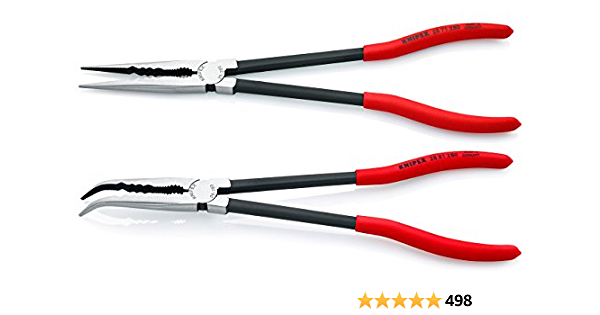 KNIPEX Tools - 2 Piece Extra Long Needle Nose Pliers Set With Keeper Pouch (28 71 280, 28 81 280 and 9K 00 90 12 US) (9K0080128US) - $51.99