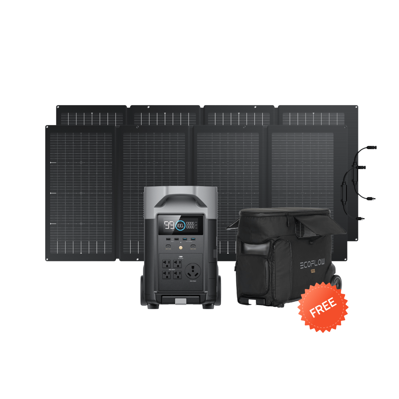 EcoFlow DELTA Pro + 2*220W Portable Solar Panels + EcoFlow DELTA Pro Bag (Free) $2875.56
