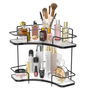 2 Tier Corner Bathroom Counter Organizer, Corner Makeup Organizer $27.76