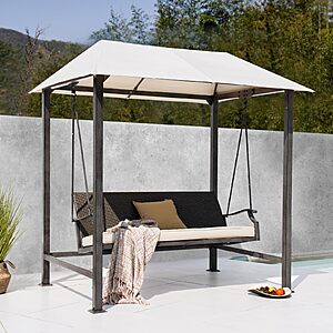 Grand Patio 3-Seat Patio Swing Chair w/ Canopy (beige) $180 + Free S&H