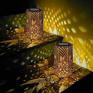 Eandisom Birthday Gifts for Women, 2 Pack Solar Lanterns Outdoor Waterproof $14.39