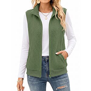 AKEWEI Women's Dressy Casual Vest Sleeveless Jacket Vest Tops with Pockets $13.79