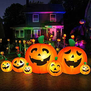 Yexmas 8 FT Halloween Inflatables Pumpkin,7 Pumpkins Halloween Outdoor Decoration with Built-in LED Lights,Halloween Blow Ups for Yard, Lawn, Garden Decor $35.09