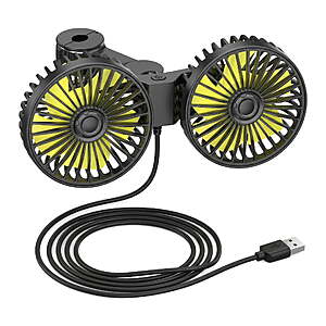 Car Fans for Backseat Portable Fan for Car Back Seat,Car Seat Fan Dual-Head USB Car Fan, Rear Seat Cooling Fan for Car SUV Truck, 12V/USB High Velocity Fan $13.29