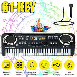 Anself 61 Keys Kids Digital Music Electronic Keyboard Electric Piano Beginner Keyboard for Girls & Boys, Ages 4-8, 9-12, 13-19 with Microphone $20.99