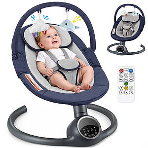 Babyeap Electric Baby Swing for Infants, Motion Detection, 5 Swing Speeds, Remote Control, Bluetooth Music,Blue $75.99