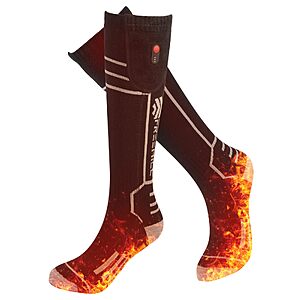 FREEHILL Merino Wool Rechargeable Heated Socks, Full Sole Heating, Black L $35.99