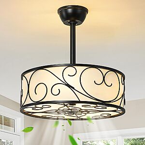 mnikopE 19'' Caged Ceiling Fans with Lights, Fandelier Semi Flush Mount Ceiling Fan with Light and Remote $65.44