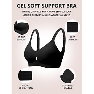 COCOMARTS Jelly Bras for Women No Underwire Seamless Push Up Bra Black, S $9.99
