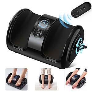 Anqdy Foot Rolling Massager Machine w/ Heated & Remote Control for Home & Office, Black $39.89