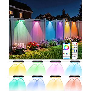 Cujemy Outdoor Fence Lights 8 Pack, 50ft Smart RGB Outdoor Lights $16.5