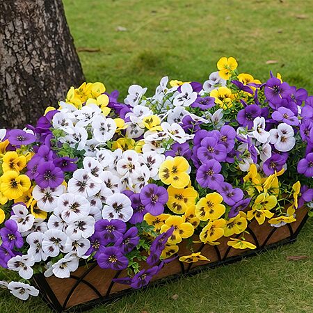 SupBri 12 Bundles Artificial Silk Pansy Flowers with Fake Butterflies $8.49