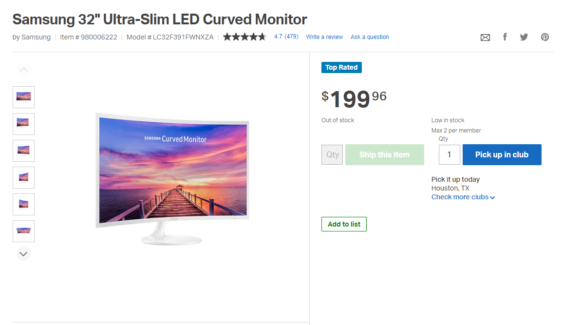 Samsung 32 Curved Full Hd Monitor 1920 X 1080 Resolution Hdmi Displayport Inputs 199 96 Slickdeals Net